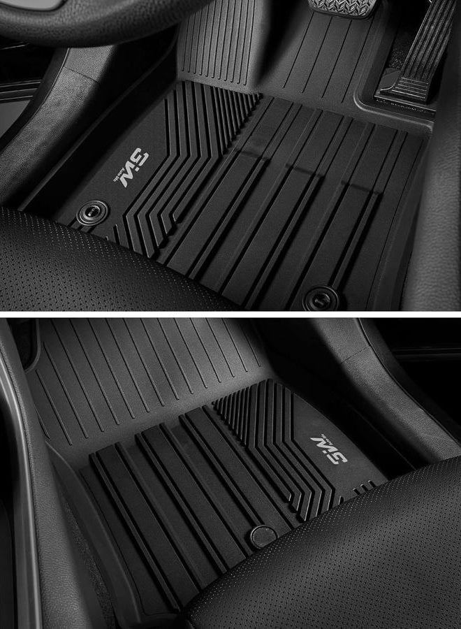 3W Floor Mats Fit Toyota Tundra 2014-2021 (Only for CrewMax Cab) TPE All Weather Custom Fit Floor Liner for Toyota Tundra 1st and 2nd Row Full Set Car Mats, Black - Image 3