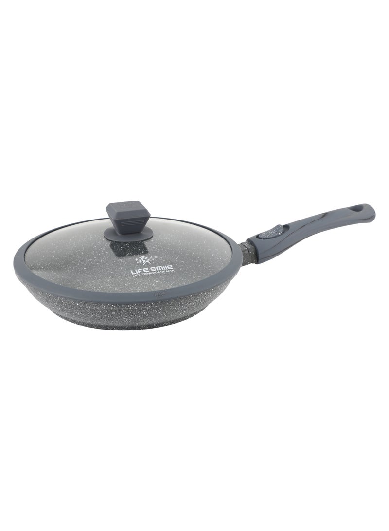 Life Smile 28cm Granite Nonstick Fry Pan with Lid (2.5L) – Induction Base, Removable Handle, Scratch Resistant & Easy Clean - Image 1