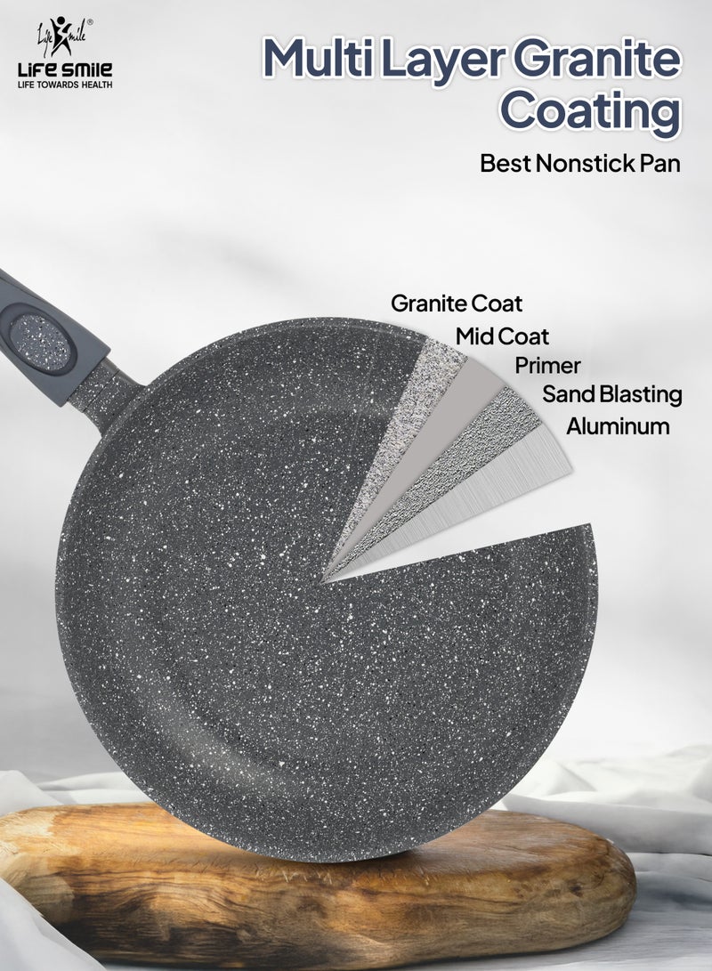 Life Smile 28cm Granite Nonstick Fry Pan with Lid (2.5L) – Induction Base, Removable Handle, Scratch Resistant & Easy Clean - Image 4