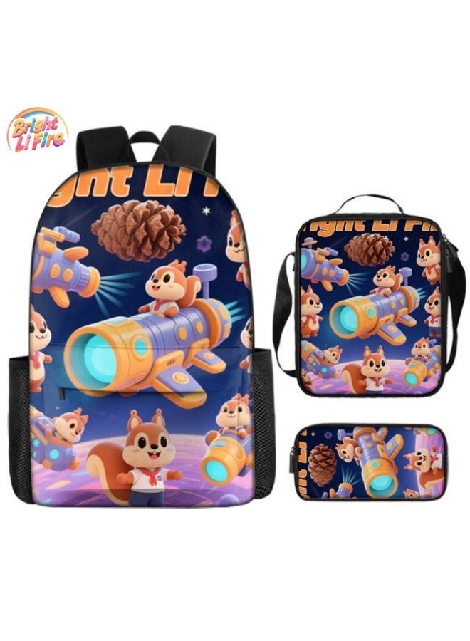 واضح من النار مجموعة من ثلاث قطع من حقائب الرسوم المتحركة، تتعامل بسهولة مع المناسبات المختلفة (الطلاب والأطفال ونزهات الأصدقاء وتسلق الجبال والدراسة وما إلى ذلك) | حقيبة ظهر + حقيبة محمولة باليد + حقيبة قرطاسية | هدايا الموسم المدرسي / العطلات - 67 - Image 1