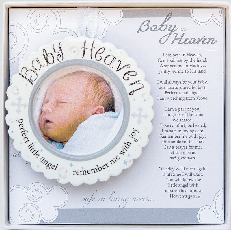 The Grandparent Gift Co. The Grandparent Gift Baby Heaven Infant Loss or Miscarriage Gift, Hanging Ornament or Sitting Mini Photo Frame with Sentiment - Image 1