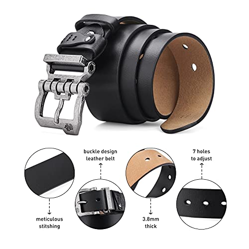 BISON DENIM Men's Belts Leather Dress Genuine Leather Classic Heavy Duty Buckle Belt Casual for Jeans… - Image 4