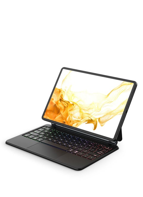 Magnetic Smart Bluetooth Keyboard Case Compatible with Samsung Galaxy Tab s7 Plus/s8 Plus/s7 FE/s9 Plus/s9 FE Plus/s10 Plus 12.4-inch RGB Backlit Keyboard with Trackpad