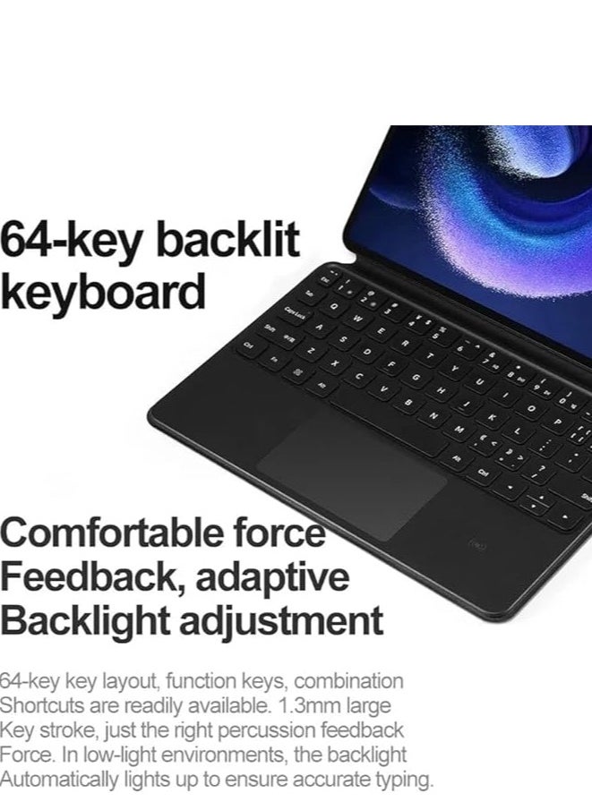 Generic - Magnetic Smart Bluetooth Keyboard Case Compatible with Samsung Galaxy Tab s7 Plus/s8 Plus/s7 FE/s9 Plus/s9 FE Plus/s10 Plus 12.4-inch RGB Backlit Keyboard with Trackpad - Image 1