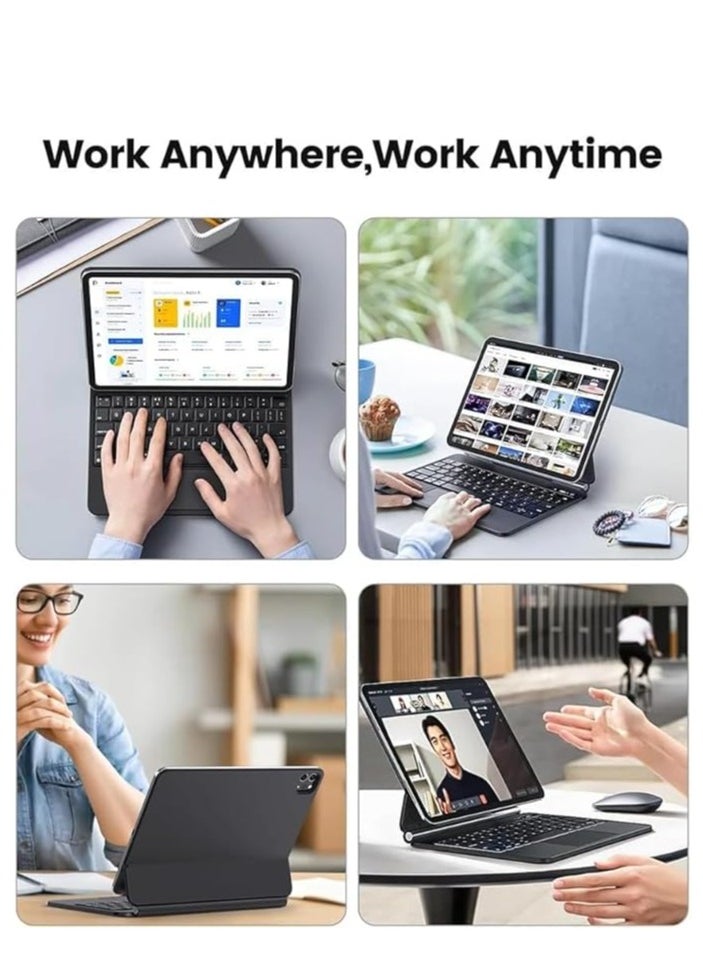 Generic - Magnetic Smart Bluetooth Keyboard Case Compatible with Samsung Galaxy Tab s7 Plus/s8 Plus/s7 FE/s9 Plus/s9 FE Plus/s10 Plus 12.4-inch RGB Backlit Keyboard with Trackpad - Image 1