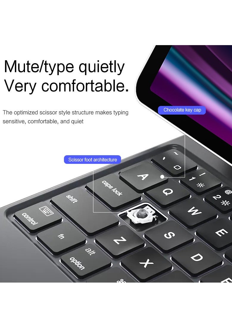 Generic - Magnetic Smart Bluetooth Keyboard Case Compatible with Samsung Galaxy Tab s7 Plus/s8 Plus/s7 FE/s9 Plus/s9 FE Plus/s10 Plus 12.4-inch RGB Backlit Keyboard with Trackpad - Image 1