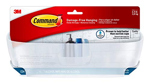 Command Shower Caddy, Clear Frosted, 1-Caddy, 4-Water Resistant Strips, Organize Damage-Free - Image 1