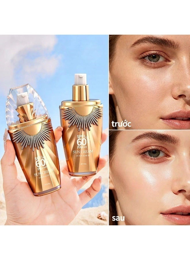 هايكوير كريم واقي شمس للتفتيح SPF 60+ PA+++ بفيتامين E وثاني أكسيد التيتانيوم – كريم حماية من أشعة الشمس وتفتيح للوجه 50 جم - Image 2