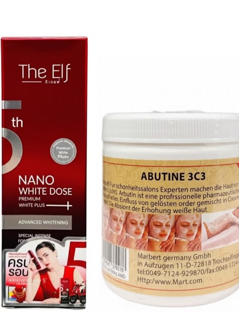 The Elf Nano White Dose Premium White Plus Serum 60ml & Arbutin 3c3 Extra Lotion Arbutin Whitening 250ml