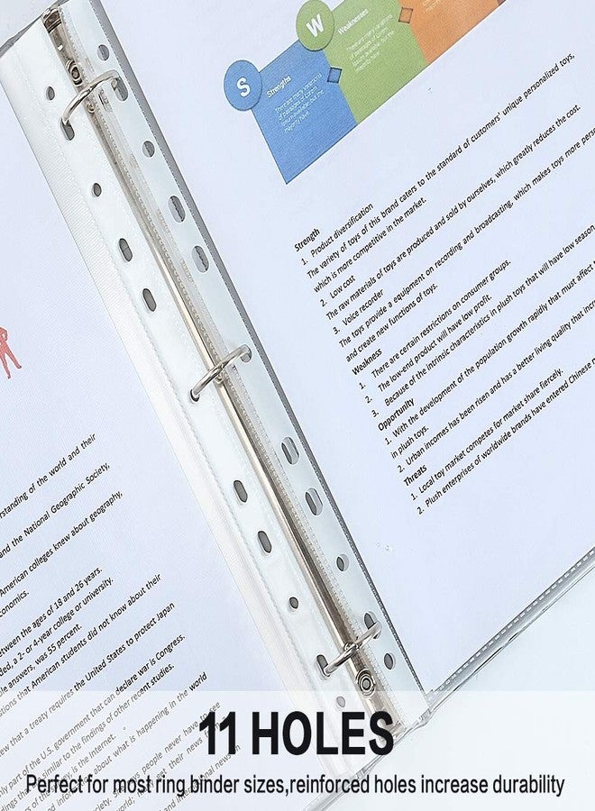 HERKKA Sheet Protectors, HERKKA 200 Pack Upgrade Clear Plastic Page Protectors Sheet Reinforced 11-Hole Fit for 3 Ring Binder Fits Standard 8.5 x 11 Paper, 9.25 x 11.25 Top Loaded, Acid Free - Image 4