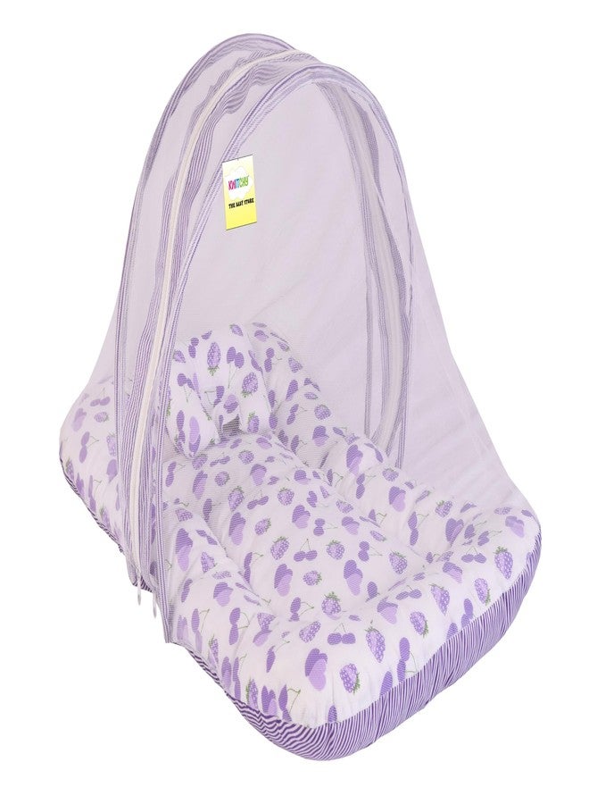 Kwitchy Baby Bed New Born Baby Bedding Set|Mattress|Carry Bags|Mosquito Net||Cotton|Infants Beds|Products All|Gift Combo|Essentials (0-6 Months),Purple - Image 2