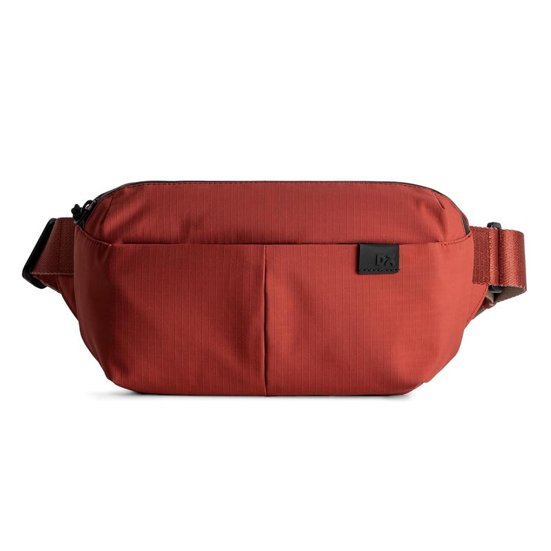 Daily Objects Pivot Orbit Fanny Unisex Sling Crossbody Waist Bag | Travel Pouch Bag | Stylish and Spacious | Adjustable Straps with G-Hook Closure | Made in India (Coral) - Image 1