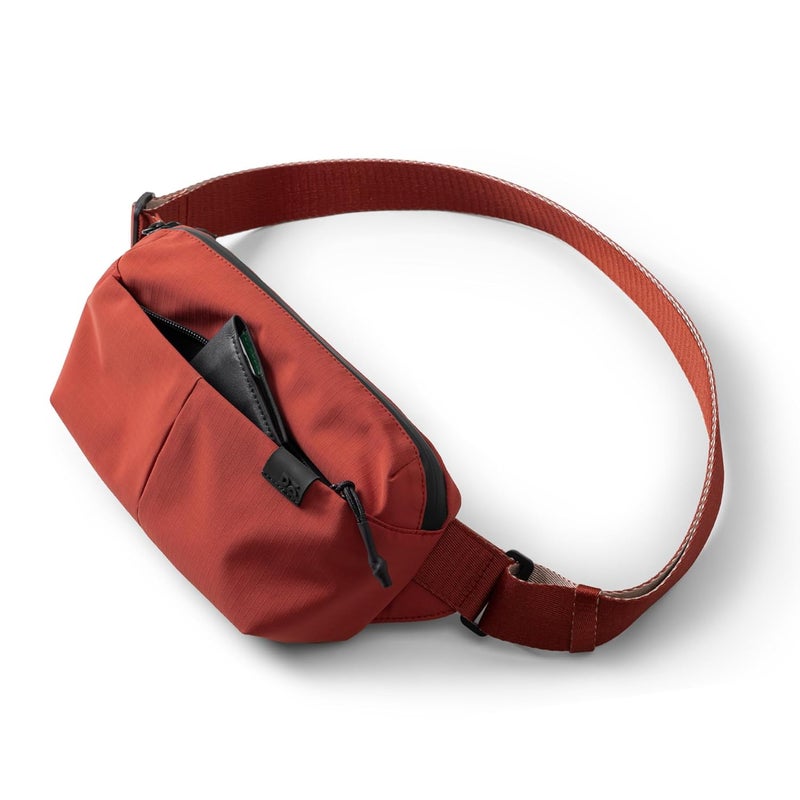 Daily Objects Pivot Orbit Fanny Unisex Sling Crossbody Waist Bag | Travel Pouch Bag | Stylish and Spacious | Adjustable Straps with G-Hook Closure | Made in India (Coral) - Image 3