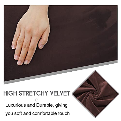 ULTICOR Velvet 8-Pieces Recliner Sofa Covers Stretch Reclining Couch Covers for 3 Cushion Reclining Sofa Slipcovers Furniture Covers Thick Soft Washable (3 Seater Recliner Cover, Chocolate) - Image 3