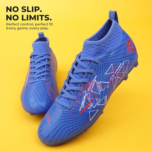 Nivia Pro Carbonite 7.0 Football Studs for Men, 3D-Embossed Synthetic Leather Upper, TPU Sole with Square Studs, Die-Cut Soft EVA Sockliner, Mid Blue, UK10 - Image 2