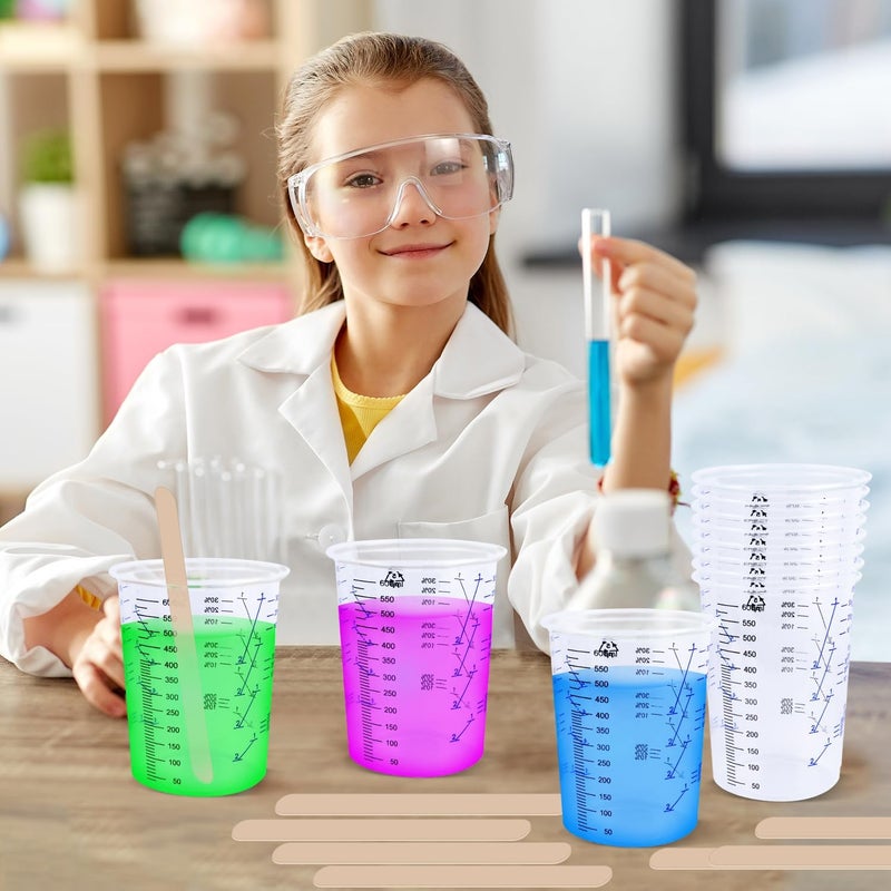 ENUTROF كوب خلط الطلاء 50 قطعة 600 مل كوب قياس بلاستيكي مع أعواد خشبية لخلط الدهانات السائلة والأصباغ (600 مل - 50 قطعة/لفة) - Image 5