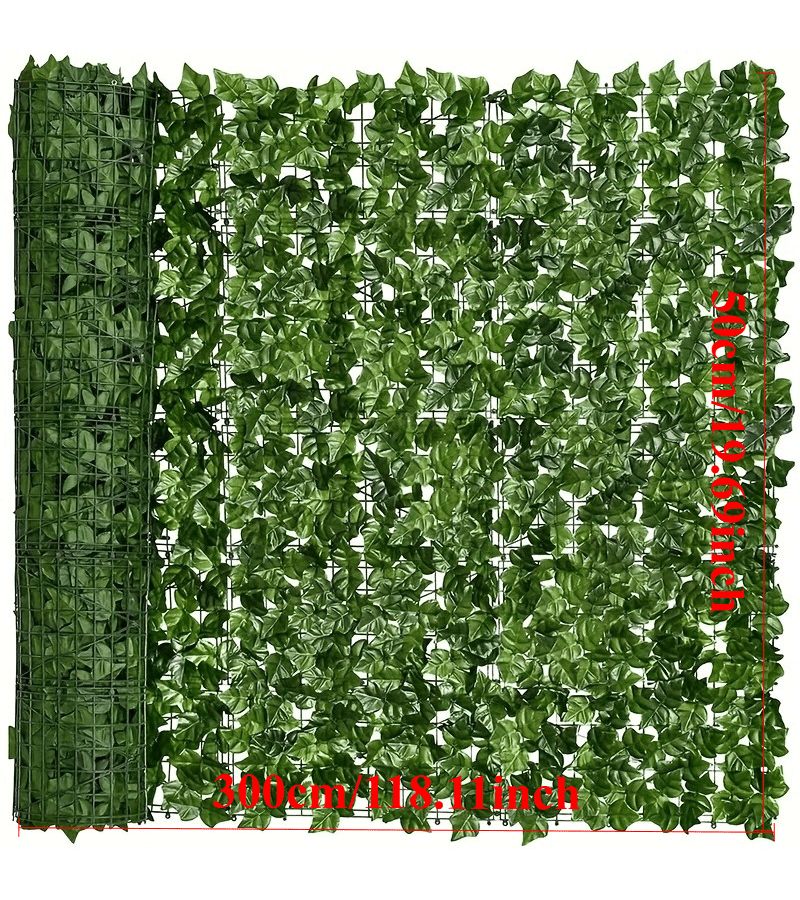 1 Roll Artificial Ivy Privacy Screen 50x300cm Sweet Potato Leaves Green Wall Panel for Garden Home Decoration - Image 1