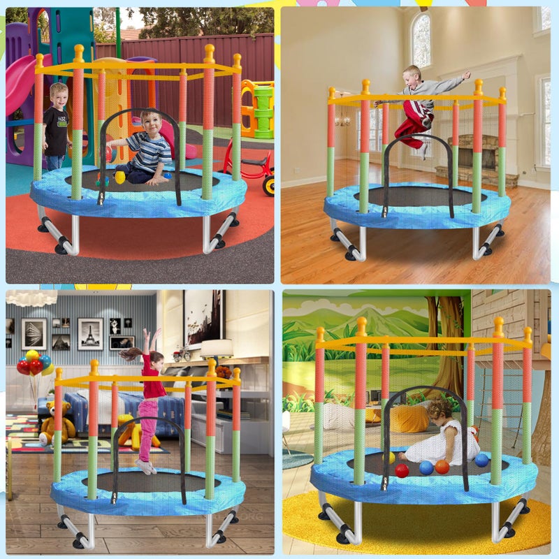 SZBOB Toddler Trampoline for Kids Ages 1-8, 55'' Small Trampoline with Safety Enclosure Net, Indoor & Outdoor Baby Mini Trampolines, No-Gap Safe Design for Toddlers Jump, Gifts for Children & Boys & Girls - Image 2
