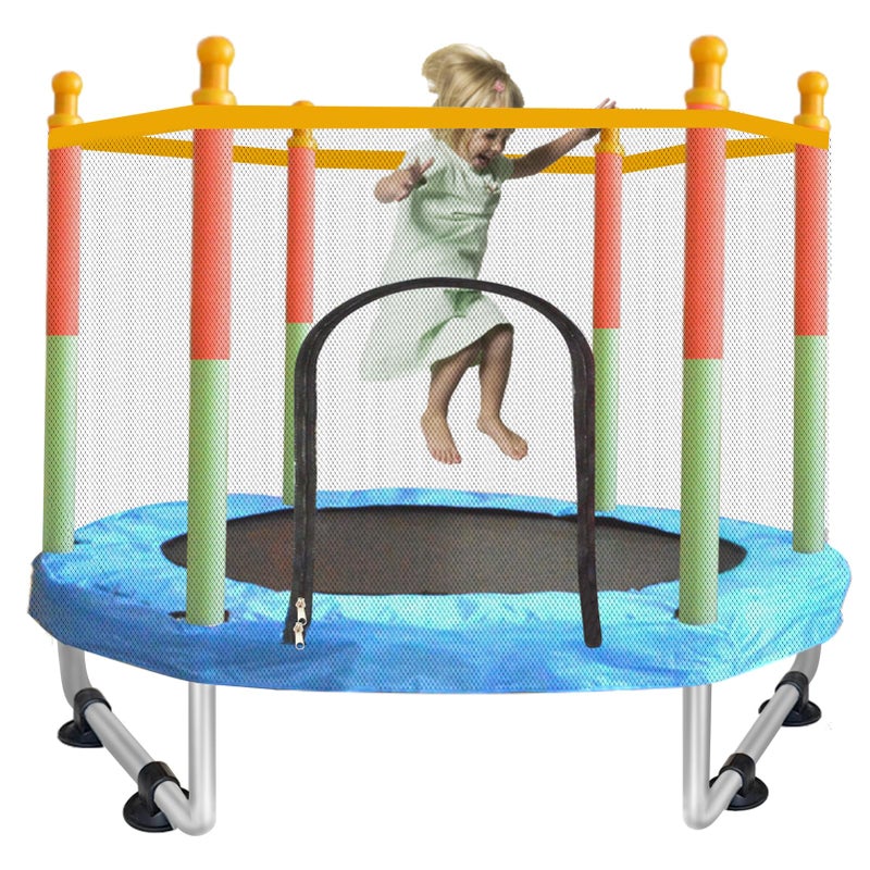 SZBOB Toddler Trampoline for Kids Ages 1-8, 55'' Small Trampoline with Safety Enclosure Net, Indoor & Outdoor Baby Mini Trampolines, No-Gap Safe Design for Toddlers Jump, Gifts for Children & Boys & Girls - Image 1