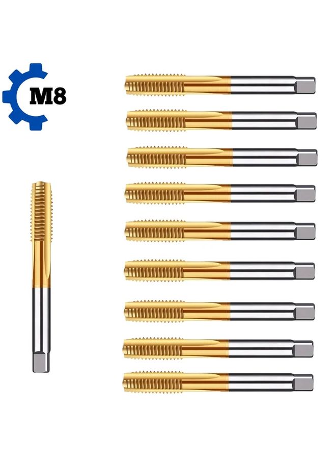 Titanium Coated Hand Tap Set 10PCS M5 Higher Strength Longer Durability Manual Thread Tapping - Image 5