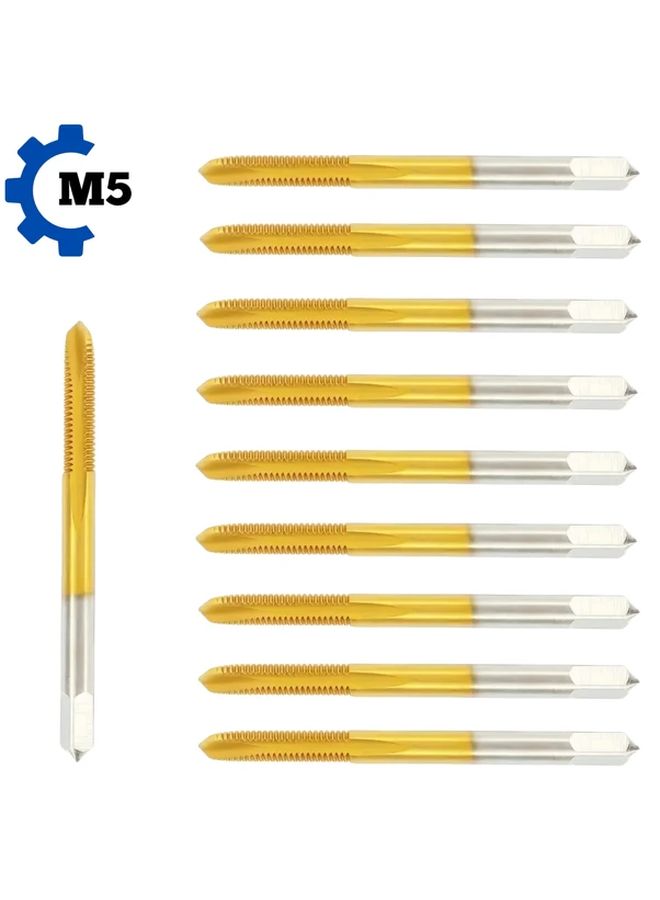 Titanium Coated Hand Tap Set 10PCS M5 Higher Strength Longer Durability Manual Thread Tapping - Image 3