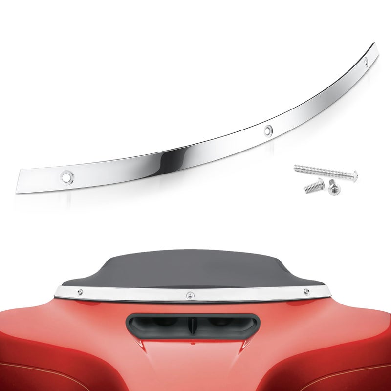 Amazicha Polished Chrome Windshield Trim Stainless Windscreen Trim Batwing Motorcycle Windshield Trim Fit for Harley Davidson Touring Street Glide Electra Glide Ultra Limited Tri Glide 20142024