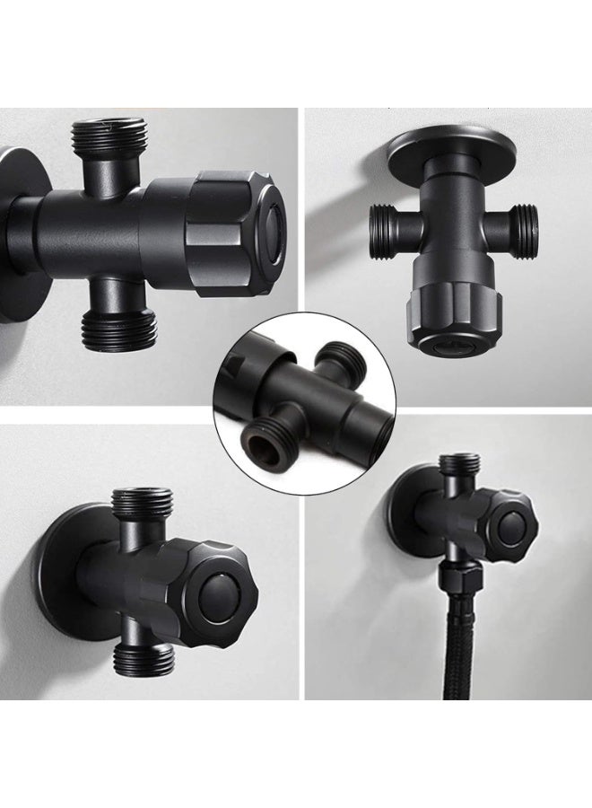 JUNARIS Black Dual Angle Valve for Washroom | Durable 2-Way Water Tap | 6x3x10cm Heavy-Duty Bathroom Angle Valve for Geyser, Washing Machine, Jet Spray & Basin - Image 3