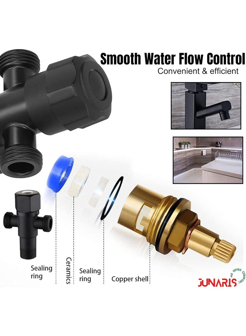 JUNARIS Black Dual Angle Valve for Washroom | Durable 2-Way Water Tap | 6x3x10cm Heavy-Duty Bathroom Angle Valve for Geyser, Washing Machine, Jet Spray & Basin - Image 5