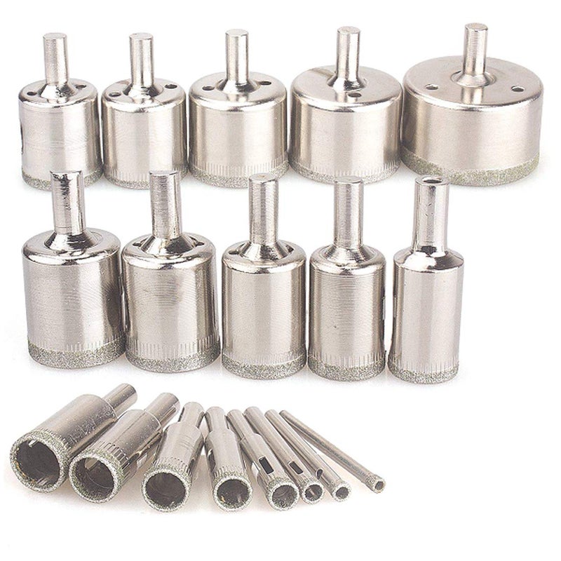 uptodateproducts uptodateproducts 18pcs Diamond Coated Drill Bit Set Tile Marble Diamond Drill Bit Glass Ceramic Hole Saw Drilling Bits for Power Tools 4mm50mm  - Image 1