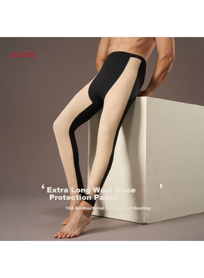 Gujin Men's Autumn Winter Thermal Pants A-class Wool Blend Long Knee Protection Antibacterial Cotton Wool Knit Pants 10a - Image 1