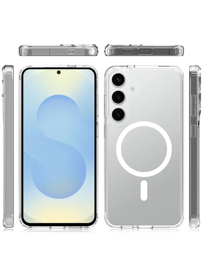 general Clear Case for Samsung Galaxy S25 5G 2025, Magnetic Cover Compatible with MagSafe, Hard Back Slim Shockproof Bumper, Support Wireless Charging - Image 2