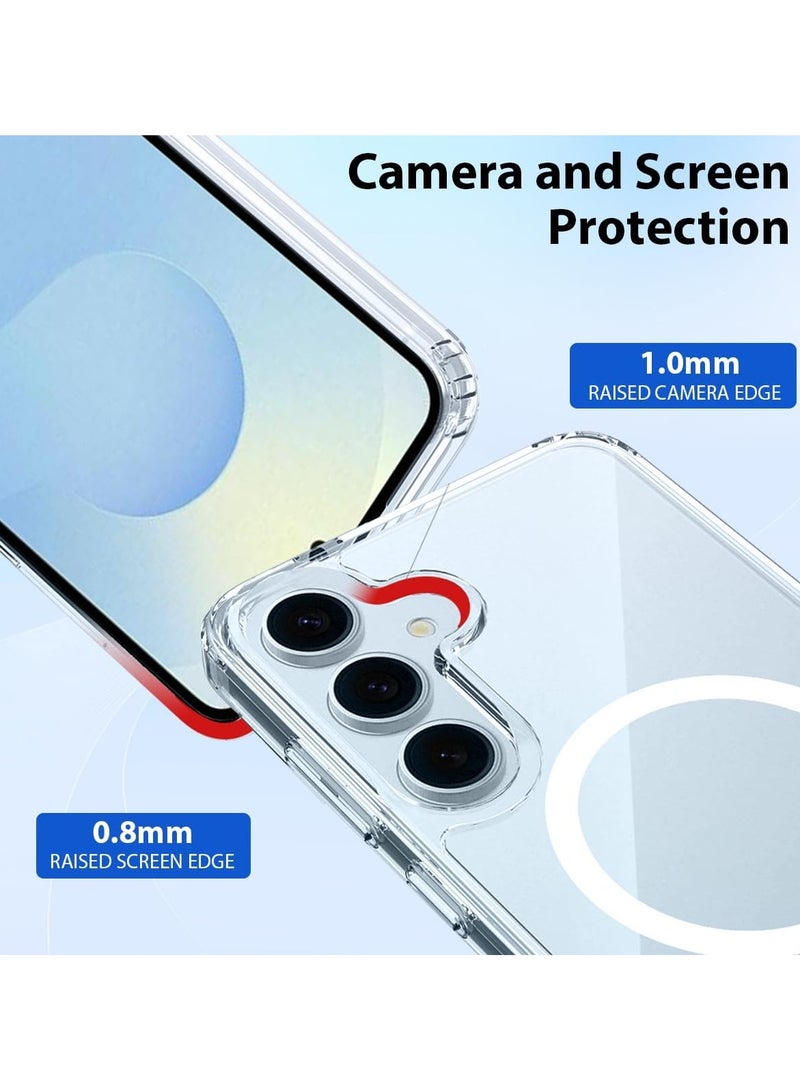 general Clear Case for Samsung Galaxy S25 5G 2025, Magnetic Cover Compatible with MagSafe, Hard Back Slim Shockproof Bumper, Support Wireless Charging - Image 4