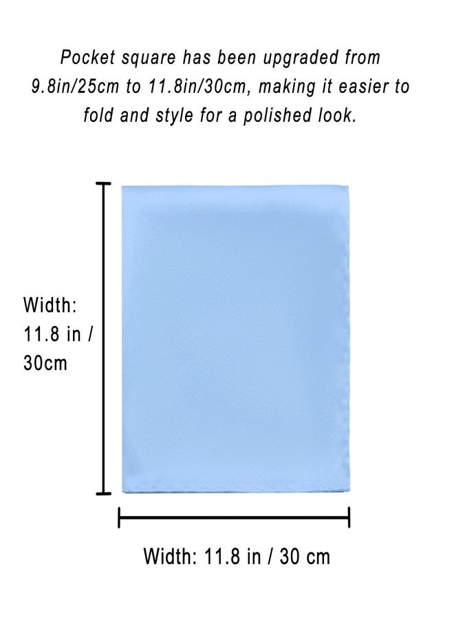 PenSee Men's Light Blue Tie Set Solid Pure Color 3.15" (8CM) Classic Formal Plain Necktie and Pocket Square Set For Men - Image 5