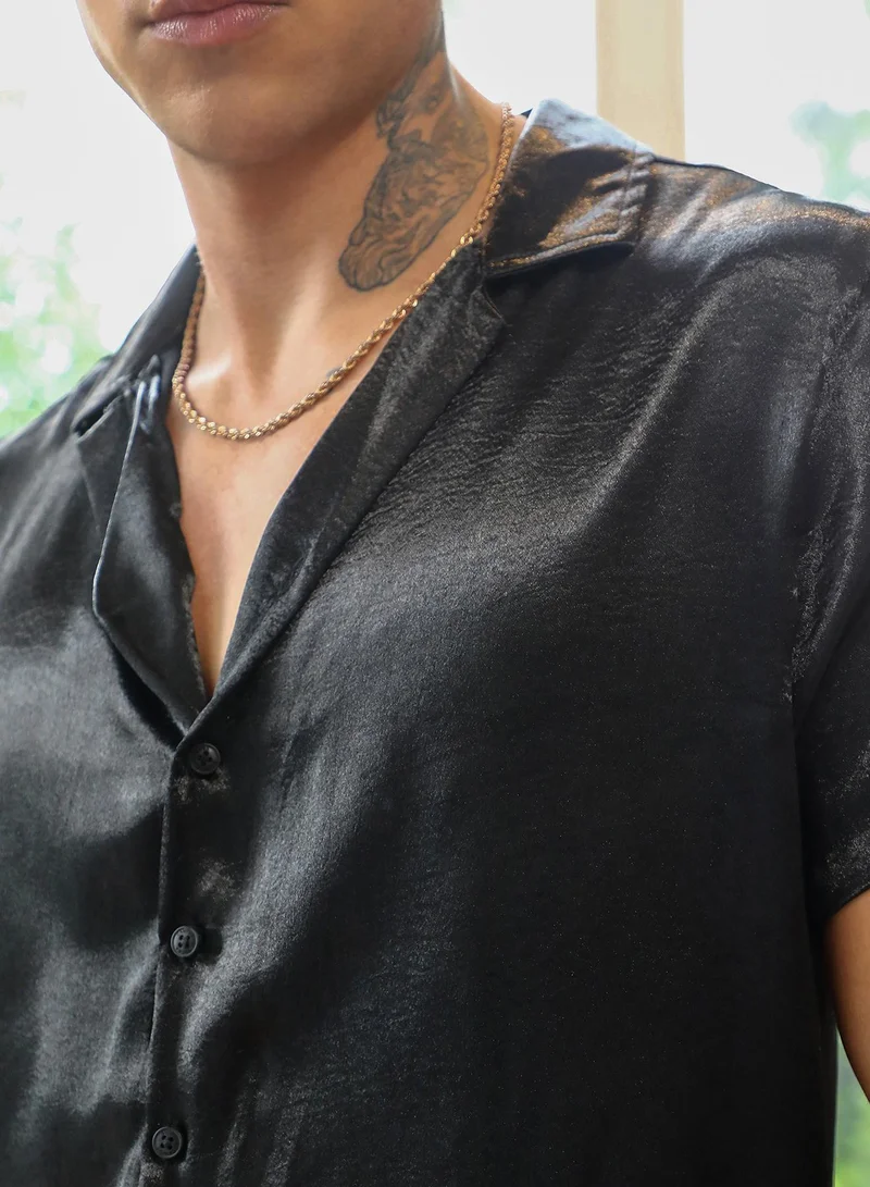 Campus Sutra Solid Satin Shirt
