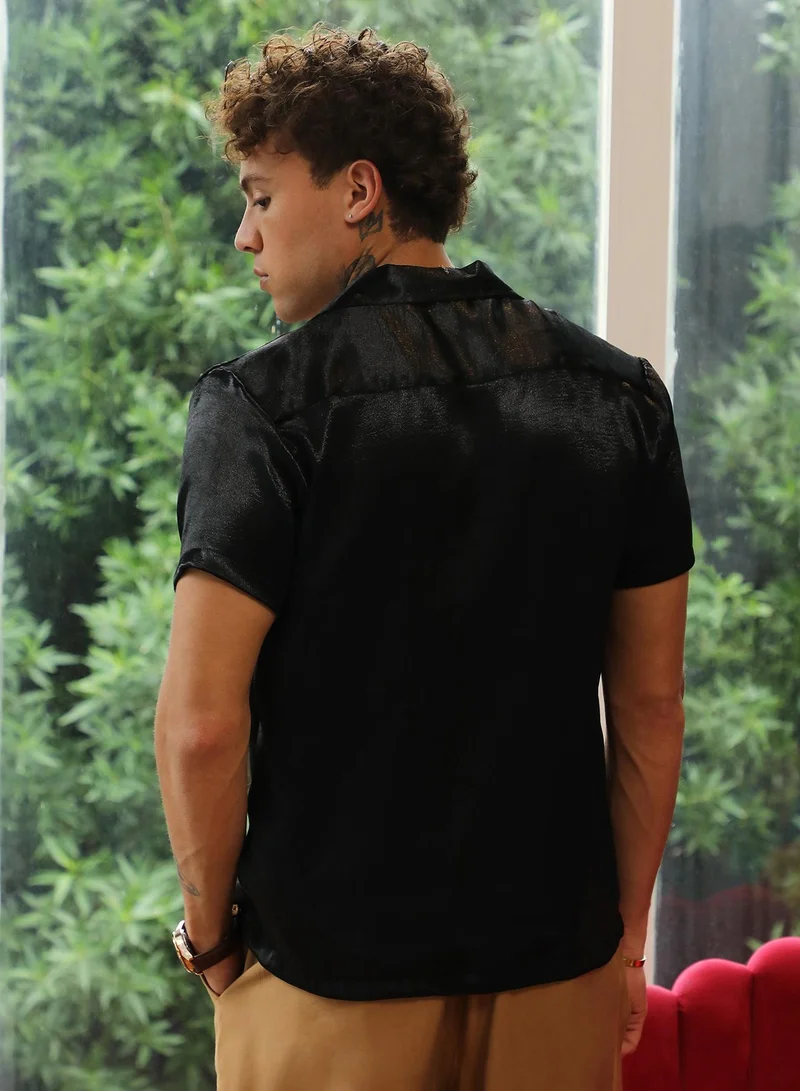 Campus Sutra Solid Satin Shirt