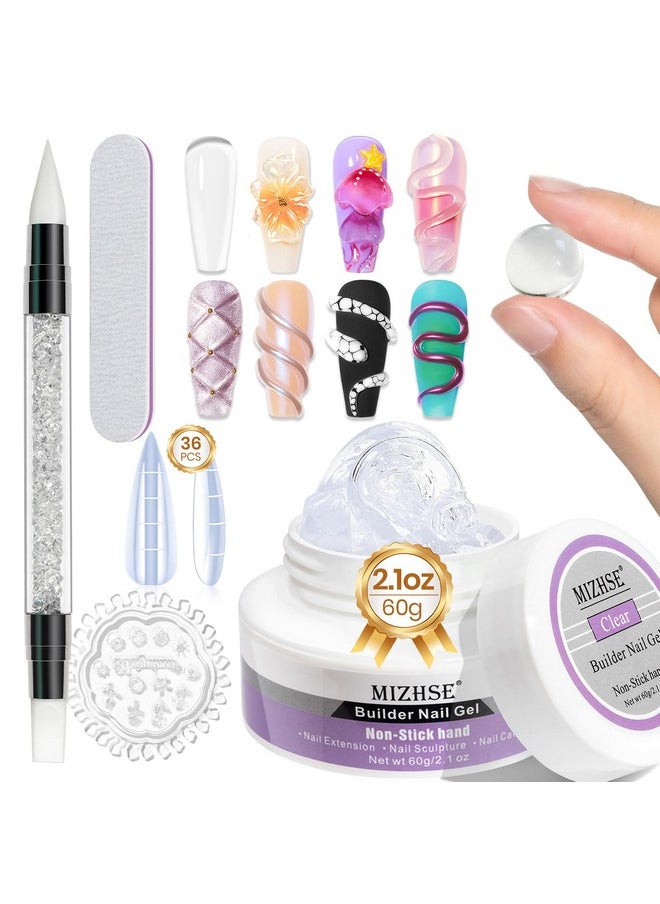 MIZHSE MIZHSE Solid Builder Gel for Nails, 60g Large Capacity Clear Hard Gel for Nails 3D Sculpting Gel Non-Sticky Hand Carving Gel U V/LED Nail Extension Gel with 3D Silicone Mold Nail Art Salon Home DIY  - Image 1