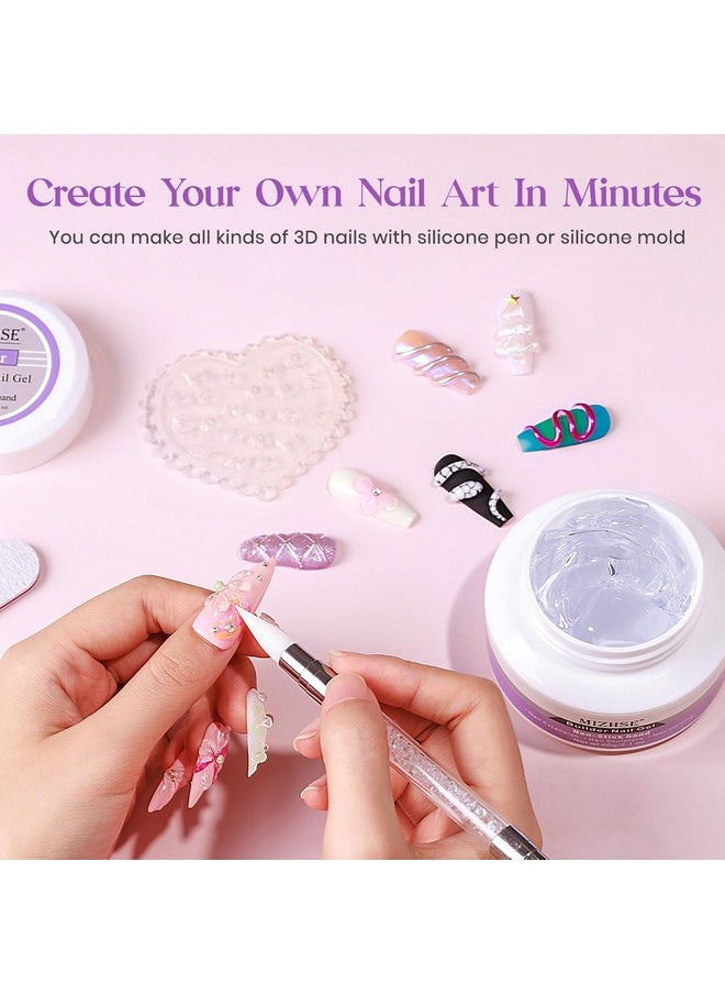 MIZHSE MIZHSE Solid Builder Gel for Nails, 60g Large Capacity Clear Hard Gel for Nails 3D Sculpting Gel Non-Sticky Hand Carving Gel U V/LED Nail Extension Gel with 3D Silicone Mold Nail Art Salon Home DIY  - Image 2