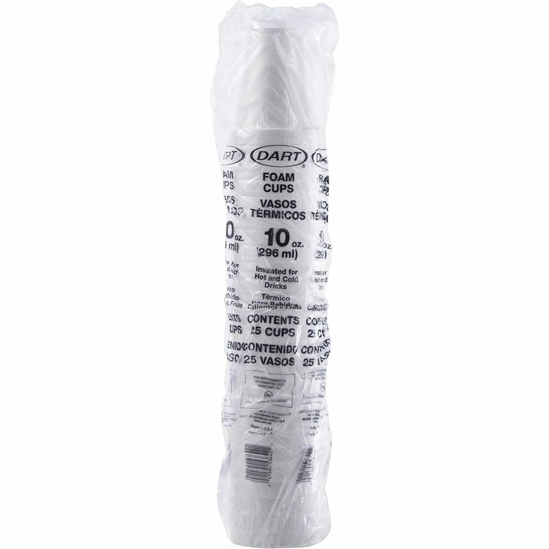 DART 10J10 Foam Drink Cups, 10oz, White, 25 per Bag (Case of 40 Bags) - Image 4