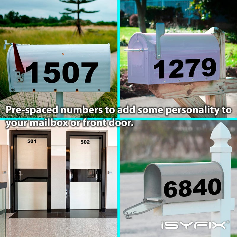 iSYFIX Black Vinyl Numbers Stickers â€“ 6 Inch Self Adhesive (2 Sets)- Premium Decal Die Cut and Pre-Spaced for Mailbox, Signs, Window, Door, Cars, Trucks, Homes, Address Numbers, Indoor or Outdoor - Image 2
