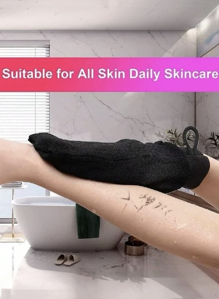 Kutis 2-Piece Deep Exfoliating Mitt Gloves For Cleaning Skin Dirt Black 20x15 Centimeter  - Image 3