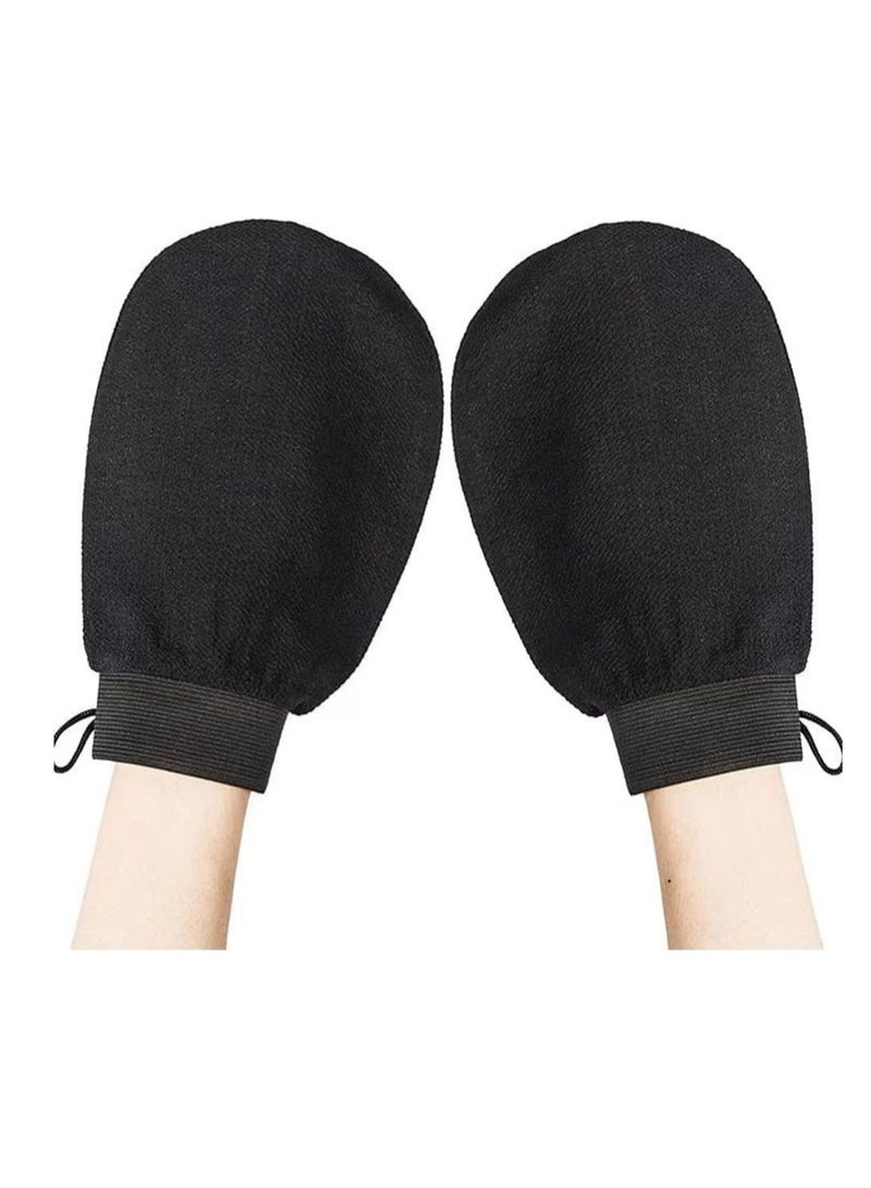 Kutis 2-Piece Deep Exfoliating Mitt Gloves For Cleaning Skin Dirt Black 20x15 Centimeter  - Image 2