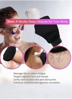 Kutis 2-Piece Deep Exfoliating Mitt Gloves For Cleaning Skin Dirt Black 20x15 Centimeter  - Image 4