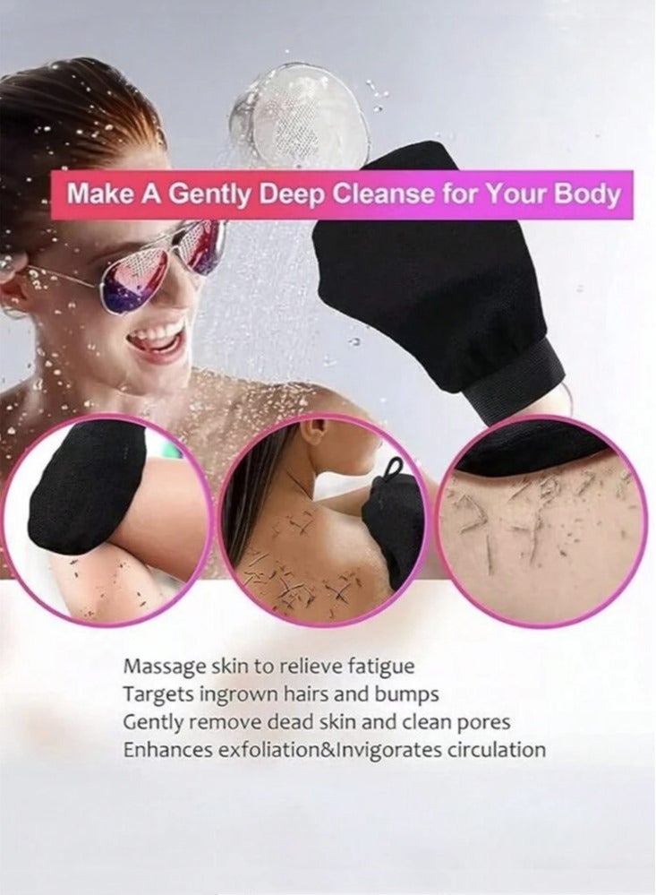 Kutis 2-Piece Deep Exfoliating Mitt Gloves For Cleaning Skin Dirt Black 20x15 Centimeter  - Image 4