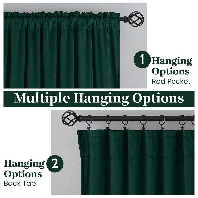 SimpleHome Dark Green Velvet Curtains 96 Inches for Living Room,Rod Pocket Luxury Blackout Velvet Curtains Thermal Insulated 2 Panels Room Darkening Drapes,W40 x L96 - Image 2