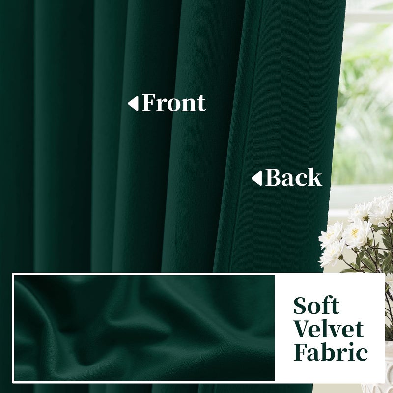 SimpleHome Dark Green Velvet Curtains 96 Inches for Living Room,Rod Pocket Luxury Blackout Velvet Curtains Thermal Insulated 2 Panels Room Darkening Drapes,W40 x L96 - Image 4
