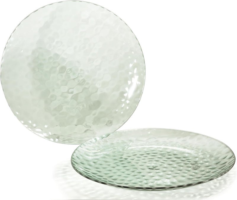 OCCASIONS FINEST PLASTIC TABLEWARE " OCCASIONS" 50 Plates Pack (25 Guests)-Heavyweight Wedding Party Disposable Plastic Plate Set -25 x 10'' Dinner + 25 x 7'' Salad/dessert plates (Coastal Clear Green) - Image 2