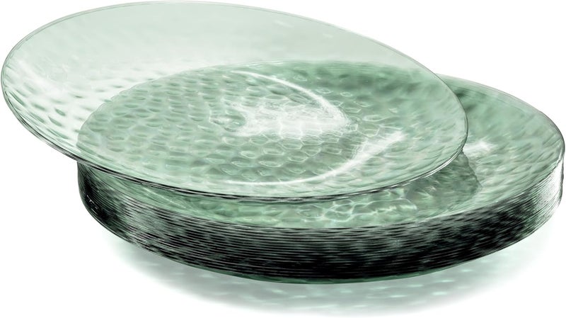 OCCASIONS FINEST PLASTIC TABLEWARE " OCCASIONS" 50 Plates Pack (25 Guests)-Heavyweight Wedding Party Disposable Plastic Plate Set -25 x 10'' Dinner + 25 x 7'' Salad/dessert plates (Coastal Clear Green) - Image 4