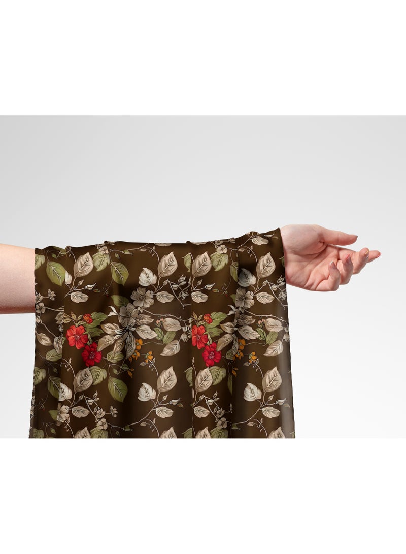 فيلاتو Ù‚Ù…Ø§Ø´ Ø­Ø±ÙŠØ± Ø§Ù„Ù„ÙŠÙ„ Ø¹Ø±Ø§Ù…ÙŠ Ø¨Ø§Ù„ÙŠØ§Ø±Ø¯Ø© Ø¨Ù†Ù‚Ø´Ø© Ø²Ù‡ÙˆØ± Ø¨Ù†ÙŠØ© Ø­Ù…Ø±Ø§Ø¡ Ù„Ø®ÙŠØ§Ø·Ø© Ø§Ù„Ø¬Ù„Ø§Ø¨ÙŠØ§Øª Ø§Ù„Ù…Ø®ÙˆÙŠØ± Ø¹Ø±Ø¶ 58 Ø¨ÙˆØµØ© - Image 1