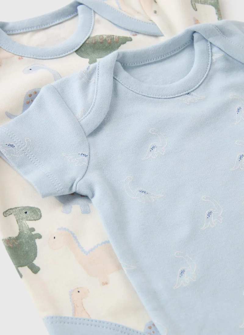 ماتلان 5 Pack Baby Blue Dino Bodysuits