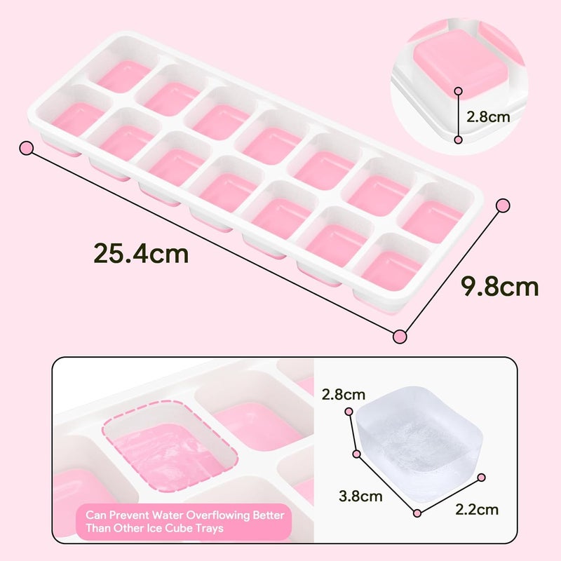 Airabc Ice Cube Trays 4 Pack, Silicone Ice Cube Trays with Removable Lid, Easy-Release Flexible 14-cube Ice Trays, LFGB Certified and BPA Free, Stackable Ice Trays with Covers for Cocktail, Freezer - Image 5